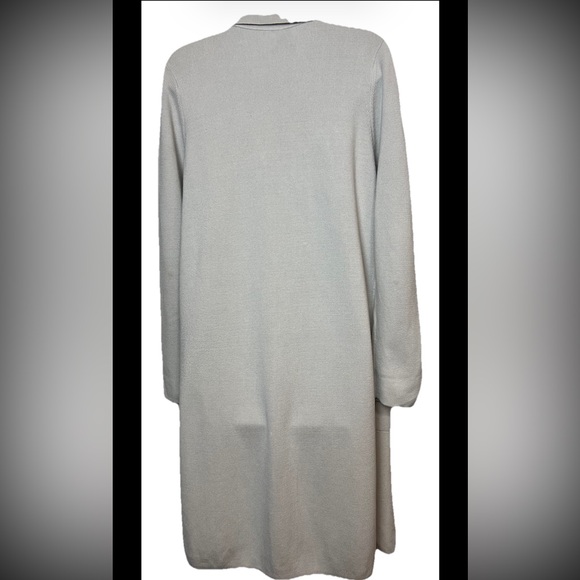 EILEEN FISHER Cardigan Sweater Duster Long Ivory White Silk Organic Open Large - Picture 2 of 7